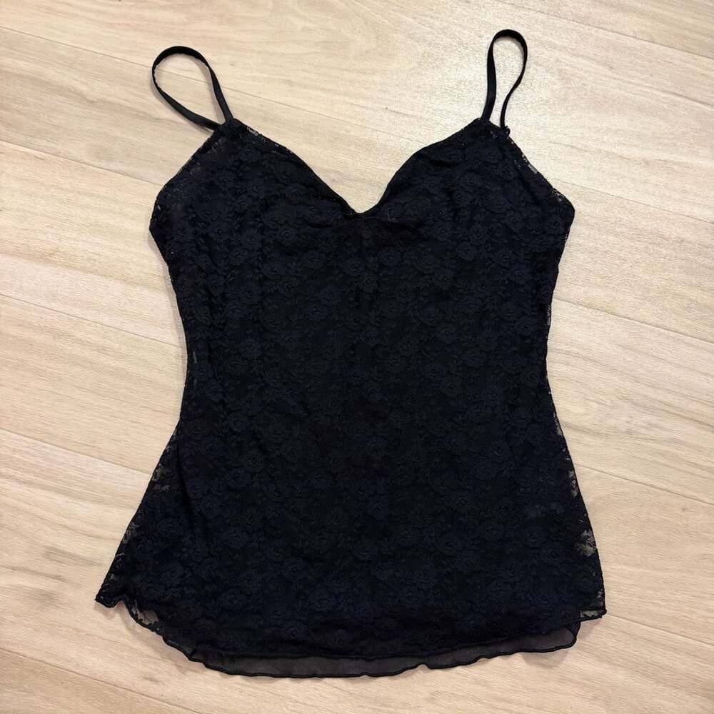 John Galt Brandy Melville Black Lace Double Layer Cami Y2K Coquette